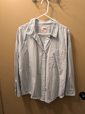 SO Pale Blue & White Striped Button-Down Shirt